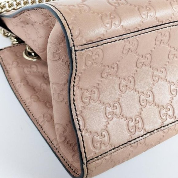 SOLD Gucci Emily Chain Large Pink Beige Calfskin Shoulder Bag - Picture 8 of 11